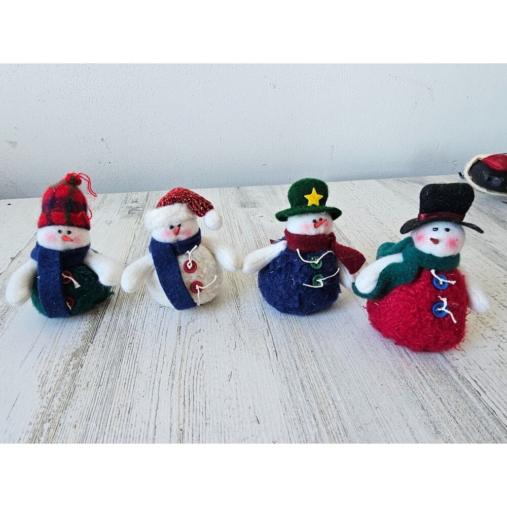 Plush beanie snowman ornament set scarf Xmas tree